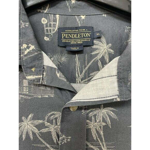 Pendleton Mens Hawaiian Beach Surf Short Sleeve Button Shirt Palm Trees Size XL - Picture 2 of 14